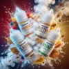 美國原裝 EDMOUND 歐姆系列 – 40MG 超高濃度丁鹽煙油，菸草混合口味系列主圖展示。圖片詳細展示了四瓶 EDMOUND 煙油：芒果菸草，經典菸草，黃油菸草和薄荷菸草。每一瓶都是 30ml 經典便攜裝，採用先进的尼古丁鹽萃取技術與黃金比例 40mg 濃度。圖片視覺風格高端大氣，充滿爆炸性的蒸汽、液體濺射、水果和烘焙配料，完美呼應產品對極致解癮與頂級口感的追求。
