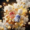 Kernel Popcorn 爆米花煙油 - 38mg 影院級焦糖奶油丁鹽 美國原裝 Kernel Popcorn 爆米花煙油 30ml 尼古丁鹽瓶身主圖,展示 38mg 焦糖奶油風味。畫面包含飛濺的濃郁焦糖奶油液體、真實爆米花、焦糖塊與絲滑奶油視覺,強調影院級神級風味還原與高 VG 綿密煙霧體驗,專為小煙設備打造,甜點系玩家懷舊口糧。內含尼古丁